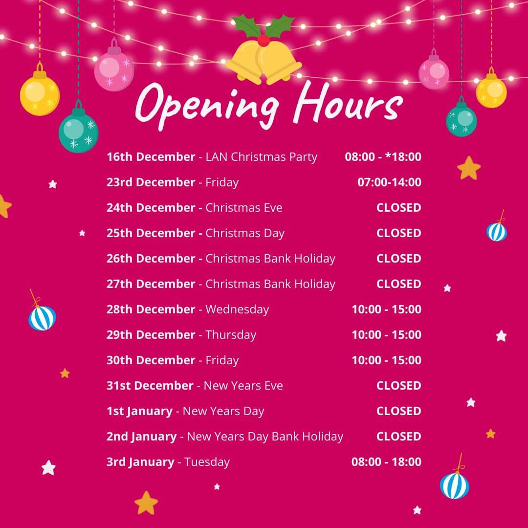 Christmas opening hours 2022 - LAN Support