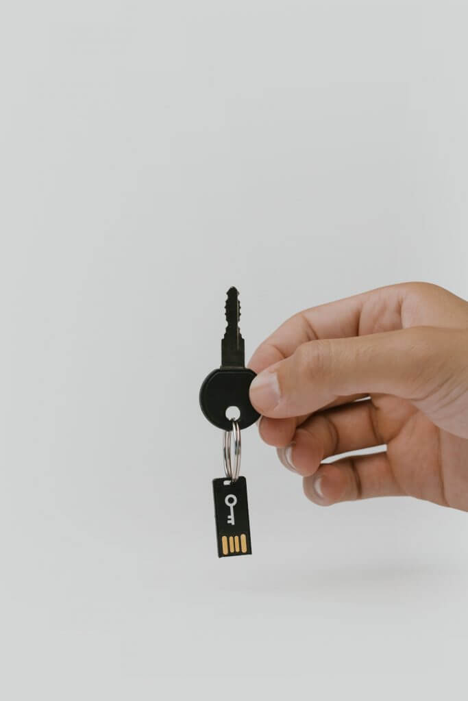 key with a usb stick on