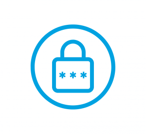 padlock with 3 stars blue outline